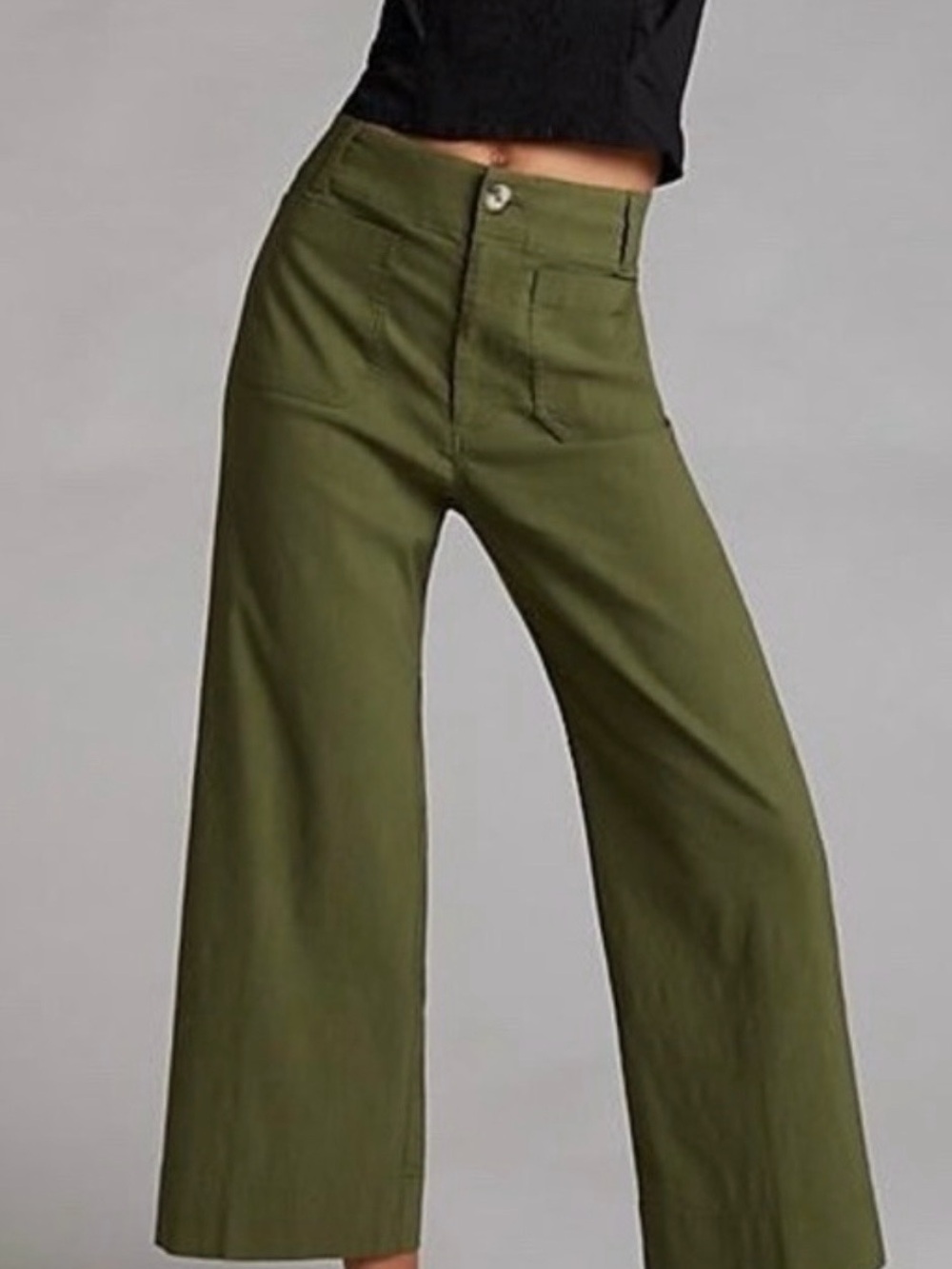 Anthropologie Maeve Colette Olive Green High-Rise Wide Leg Pants. Excellent